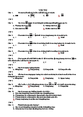 Ôn tập trắc nghiệm môn Toán 10 - Phần Vectơ